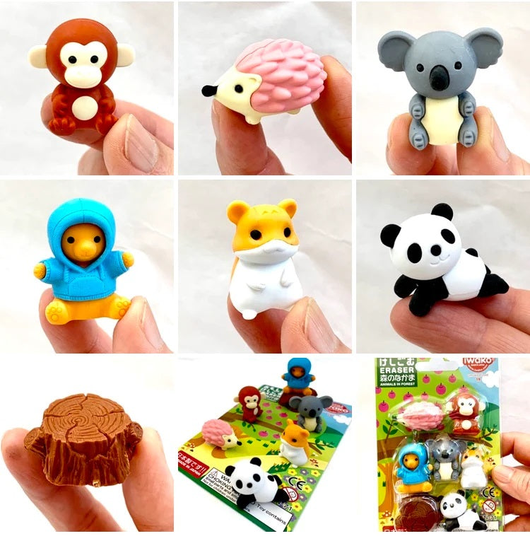 *kawaii Animal Eraser Set