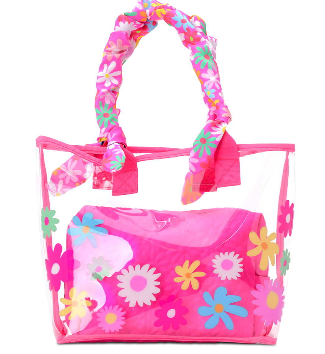 *puffy Flowers Clear Tote
