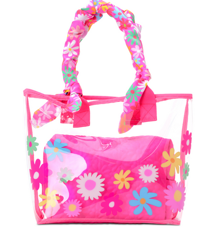 *puffy Flowers Clear Tote